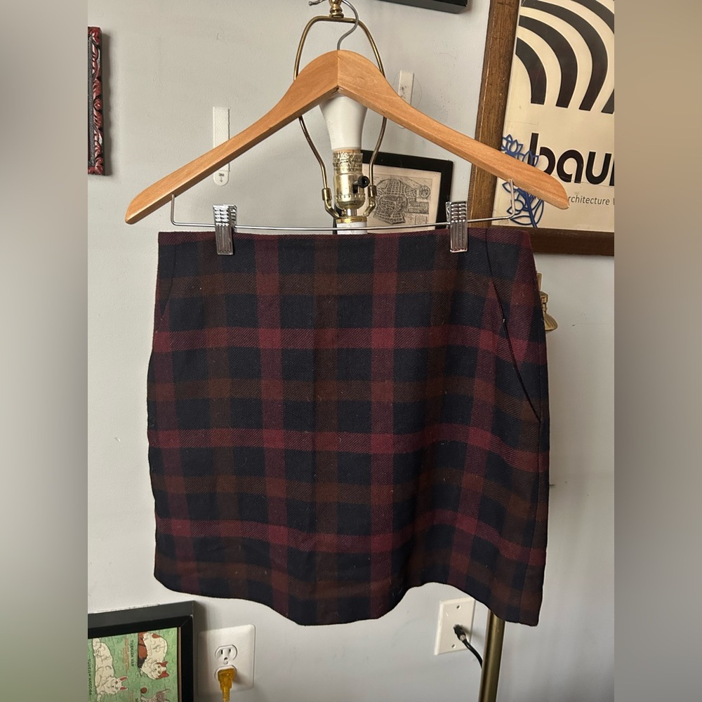 Uniqlo wool blend plaid mini skirt - red and blue